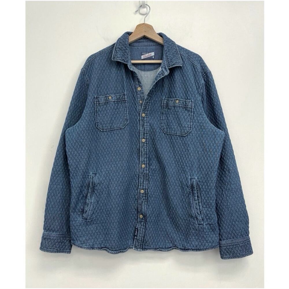 Johnnie-O Men's Haskell Indigo Dyed Quilted Shirt Jacket Shacket Casual - Large - Picture 3 of 16